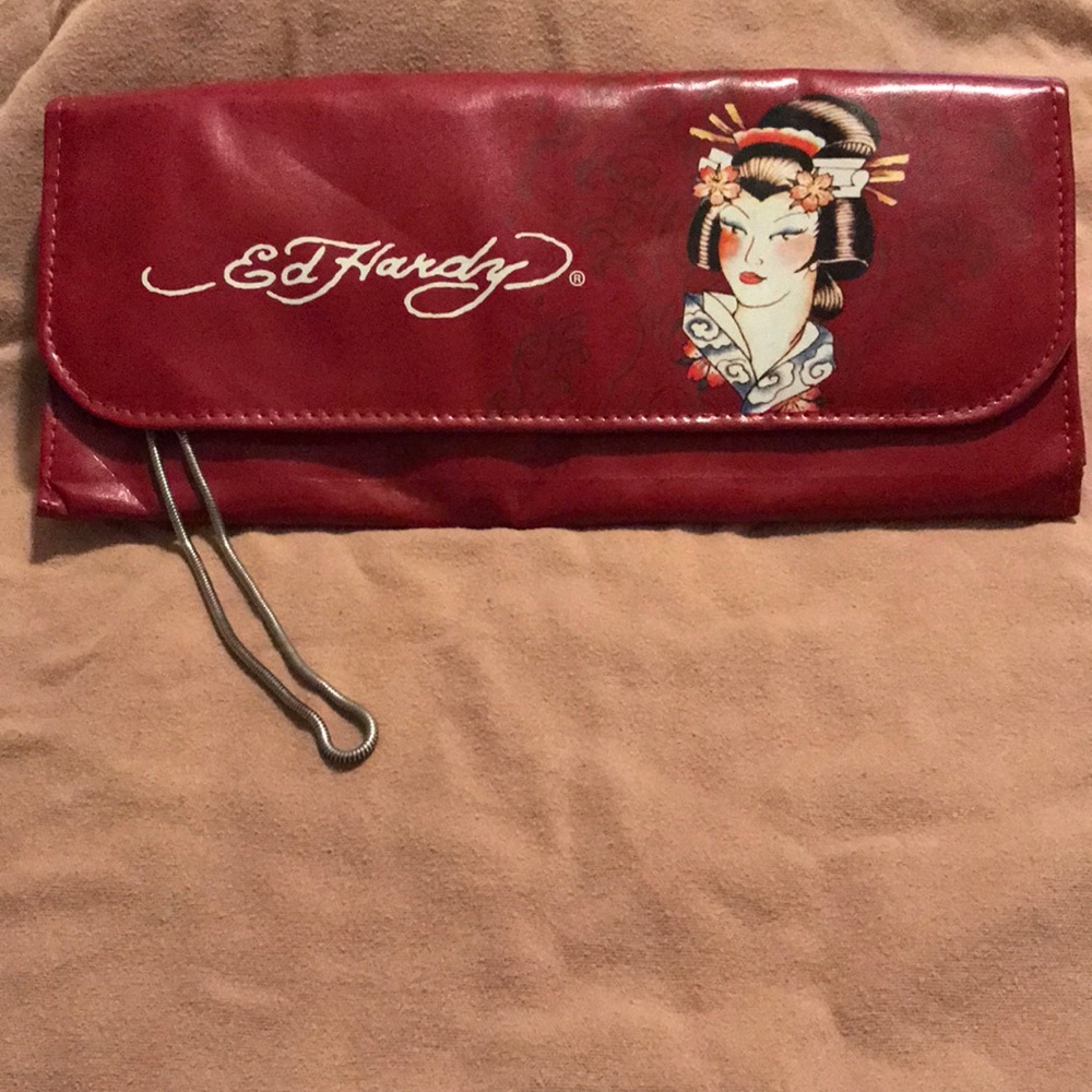 Ed Hardy Red Clutch excellent condition